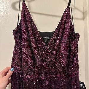 Express purple/plum sequin jumpsuit